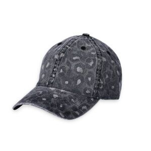 Time And Tru Black Leopard Cotton Twill Baseball Hat